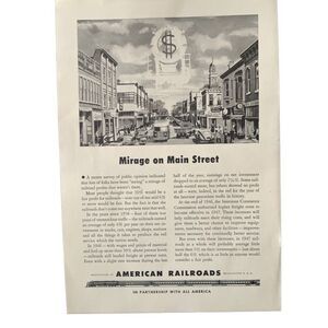 Vintage 1947 American Railroads Mirage on Main Street Ad Advertisement